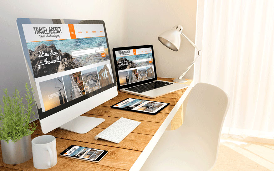 responsive design image with pc, laptop, tablet and phone